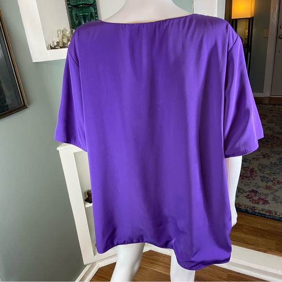 Vintage 90s Grove Avenue 22W Reversible Purple Yellow Blouse Tee Shirt Top - Picture 9 of 13